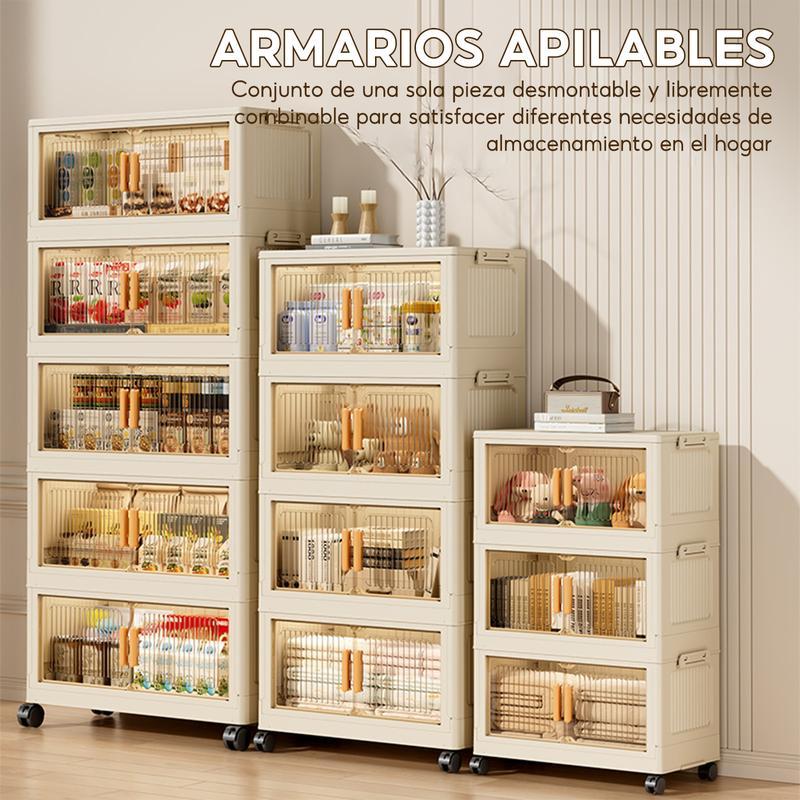 Closet Mueble Armarios Organizador Plegable Ruedas Marrón Claro 65*36*159 cm（Diferentes tamaños disponibles）