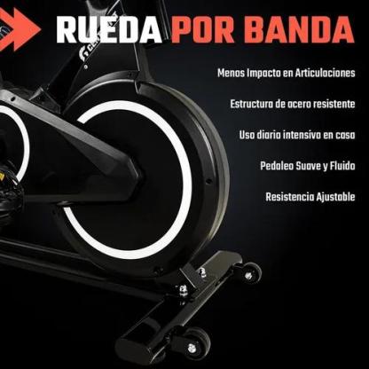 Centurfit Bicicleta de Spinning Fija Estacionaria Fitness Monitor Pulso Negro Compacta Silenciosa con Sistema de Transmisión por Banda y Resistencia Mecánica