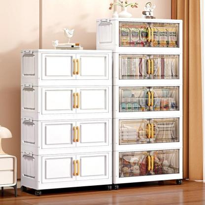 Gabinete de exhibición plegable de doble puerta en oferta, gabinete de almacenamiento de ropa para el hogar, organizador de caja, armario de almacenamiento de juguetes y snacks