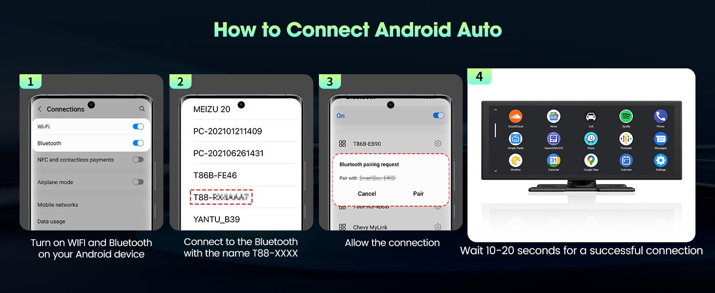 LAMTTO 10.25-Inch Wireless CarPlay Screen &mdash; Supports TikTok, Netflix, and YouTube Apps, Split-Screen App Usage, Backup Camera Support, Navigation, and Voice Assistant. Compatible with iOS 10+ and Android 11+ sohochic
