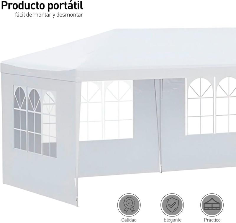 Bluelander Toldo con Carpa Impermeable con Ventanas Laterales para Eventos Fiestas y Jardín Espacio Protegido y Fresco