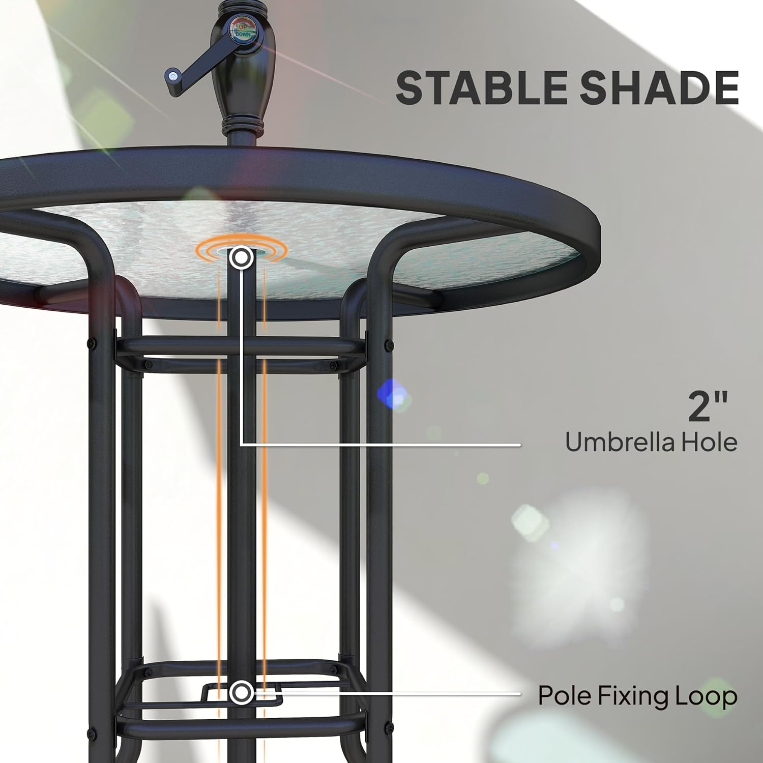 Outsunny - Juego de 4 Muebles de Comedor para Patio al Aire última intervensión, 2 sillas Plegables, Paraguas de ángulo Ajustable, Mesa de Comedor de Vidrio Templado con Textura Ondulada, Color café