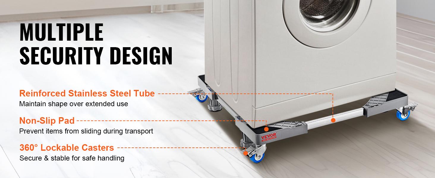 【Summerfinds】VEVOR Durable Universal Fit Appliance Base, 400 lbs Load Capacity, 4 Steel Tubes, 4 Lockable Swivel Wheels with Brakes, 16-27 In Adjustable, Hassle-Free Assembly, for Washer, Dryer Stand, Refrigerator, Appliances 【Summerfinds】VEVOR Durable Universal Fit Appliance Base, 400 lbs Load Capacity, 4 Steel Tubes, 4 Lockable Swivel Wheels with Brakes, 16-27 In Adjustable, Hassle-Free Assembly, for Washer, Dryer Stand, Refrigerator, Appliances