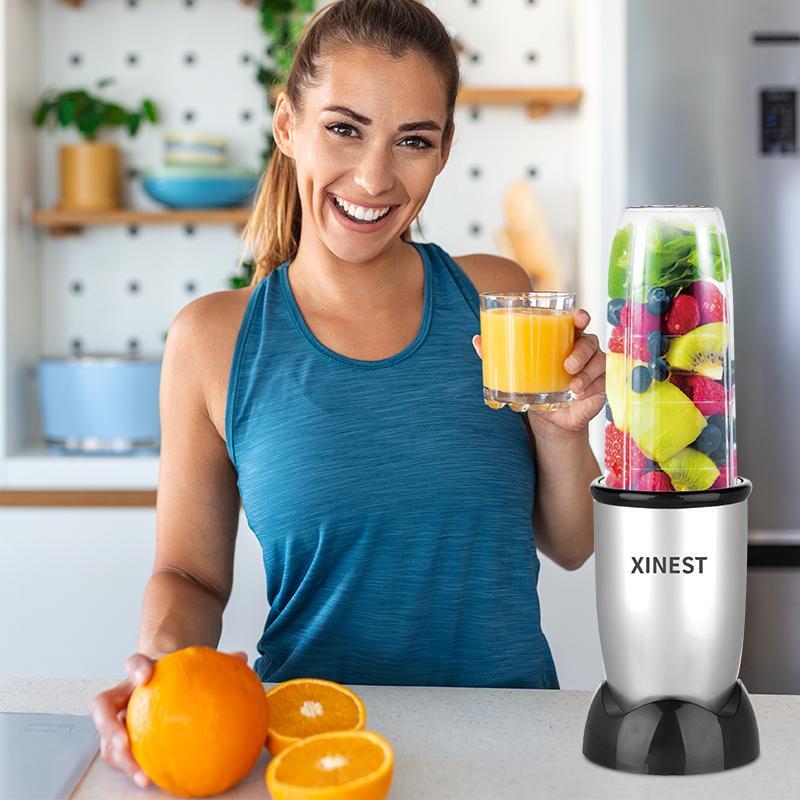 Xinest 500w Licuadora Portátil Con 2 Vaso De Plástico Color Plateado