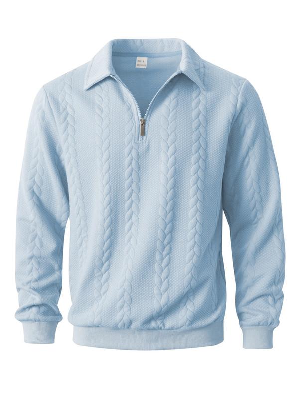 Sudadera de punto para hombre con cuello polo y manga larga — Ideal para el uso diario. Estilo «Old Money» con diseño de media cremallera y botones; un jersey casual, versátil, moderno y sencillo. Una prenda esencial para el guardarropa masculino.