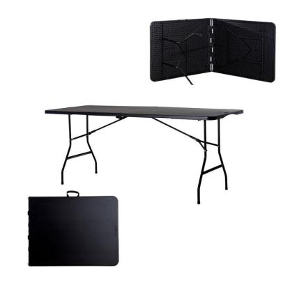 Paquete 4 Mesas Plegables Negras 180 cm Portátiles Resistencia 80KG para Eventos Familiares Interior y Exterior