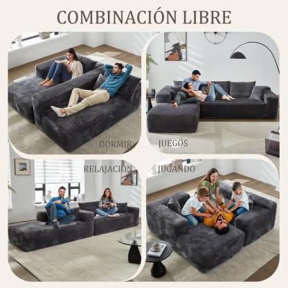【Dos Paquetes】Soifas 260cm Sofá Modular Sin Brazos de Terciopelo Nube de Felpa con Chaise Longue, Sin Montaje Requerido - Juego de Sofá Esquinero en L con Configuración Flexible 04