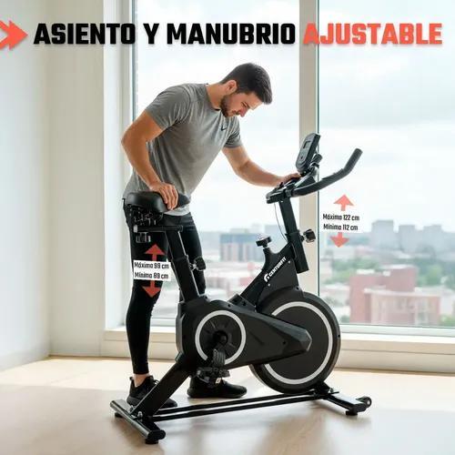 Centurfit Bicicleta de Spinning Fija Estacionaria Fitness Monitor Pulso Negro Compacta Silenciosa con Sistema de Transmisión por Banda y Resistencia Mecánica