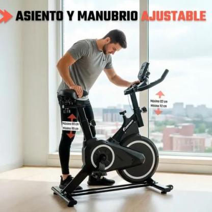 Centurfit Bicicleta de Spinning Fija Estacionaria Fitness Monitor Pulso Negro Compacta Silenciosa con Sistema de Transmisión por Banda y Resistencia Mecánica
