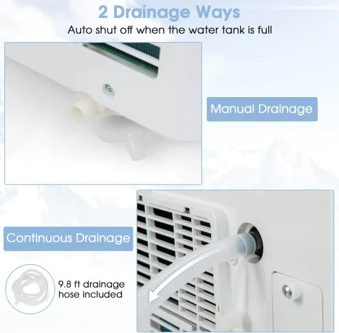 Acondicionador de aire portátil, 10000 BTU con deshumidificador integrado, refresca hasta 250 metros cuadrados Pies