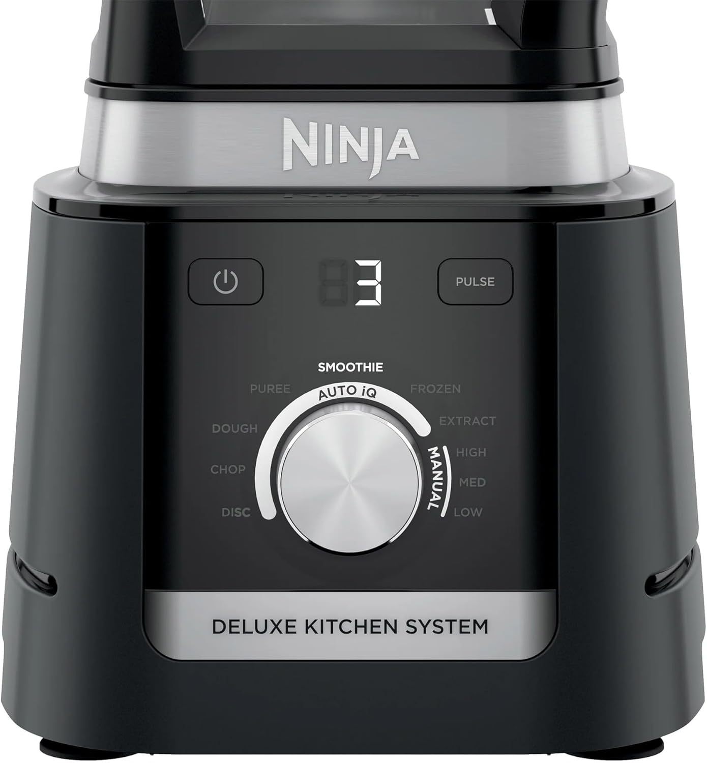 Ninja CO905KS Deluxe Kitchen System, 1600 WP Auto-IQ Base, 88-oz. Picther, 9-cup Deluxe Food Processor, (2) 24-oz. Single-Serve Cups (Renewed)