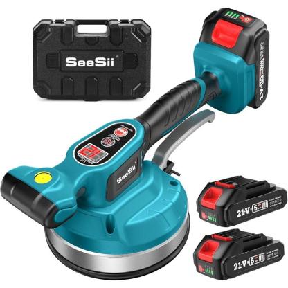 KP-160B Tile Vibration Tool, Cordless Tile Vibration Leveling Machine with 2×2000mAh Batteries, 160mm Large Suction Strong Grip.
