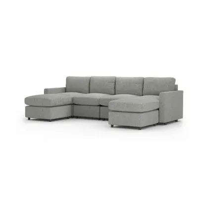 Sofá Seccional Modular Adapti 4 Plazas + Dos Otomano | Gris Carbón