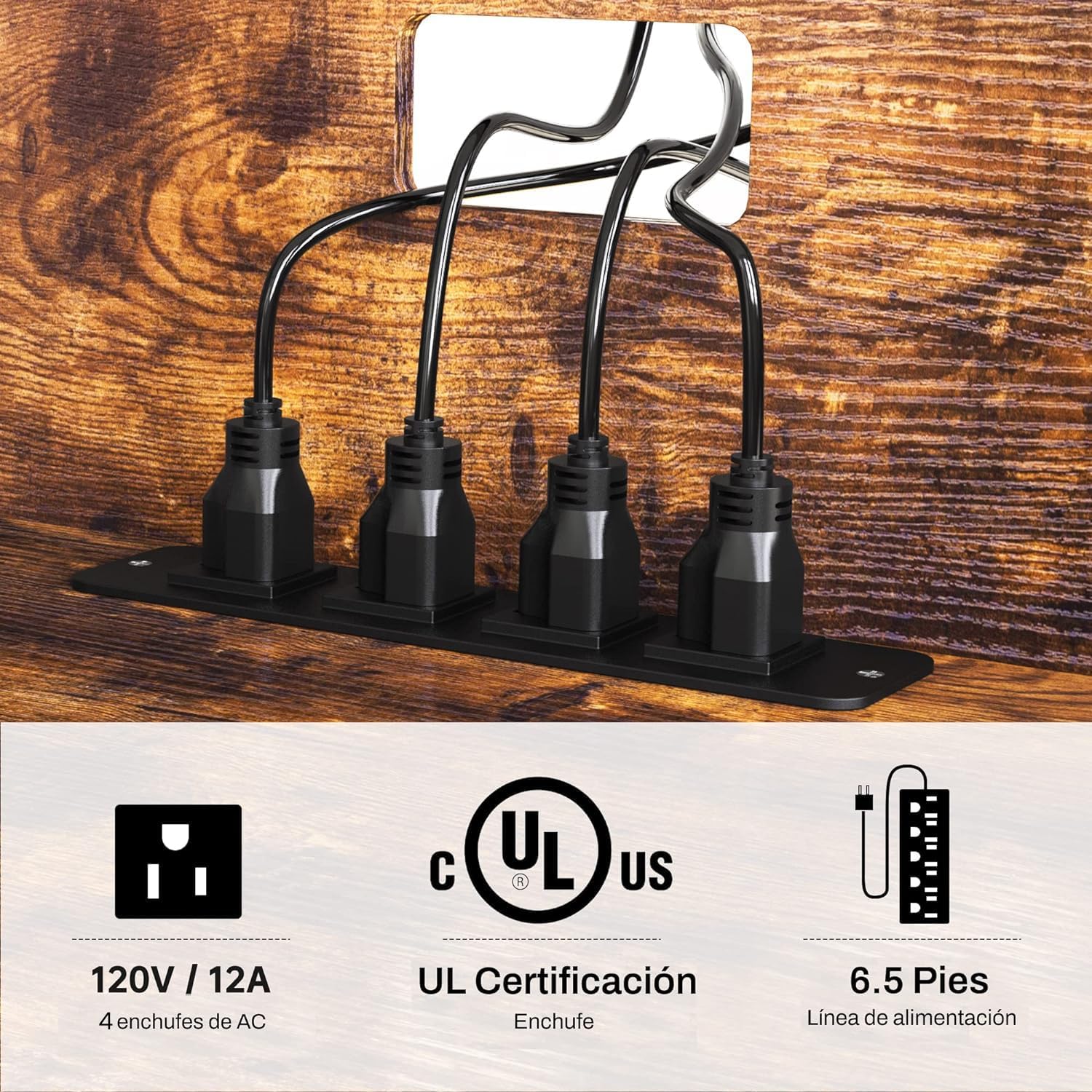 FABATO Mueble para TV 120 CM X 62 CM - Centro De Entretenimiento para TV de Madera - Regleta con 4 enchufes - Repisas Almacenamiento y colocación de Accesorios, Consolas o Decoración