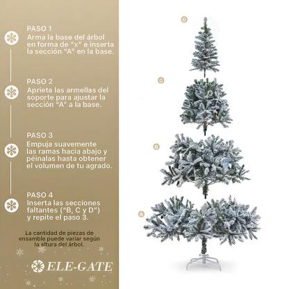 Árbol de Navidad Artificial Verde Nevado con Base Metálica 1.50m, 1.80m y 2.10m