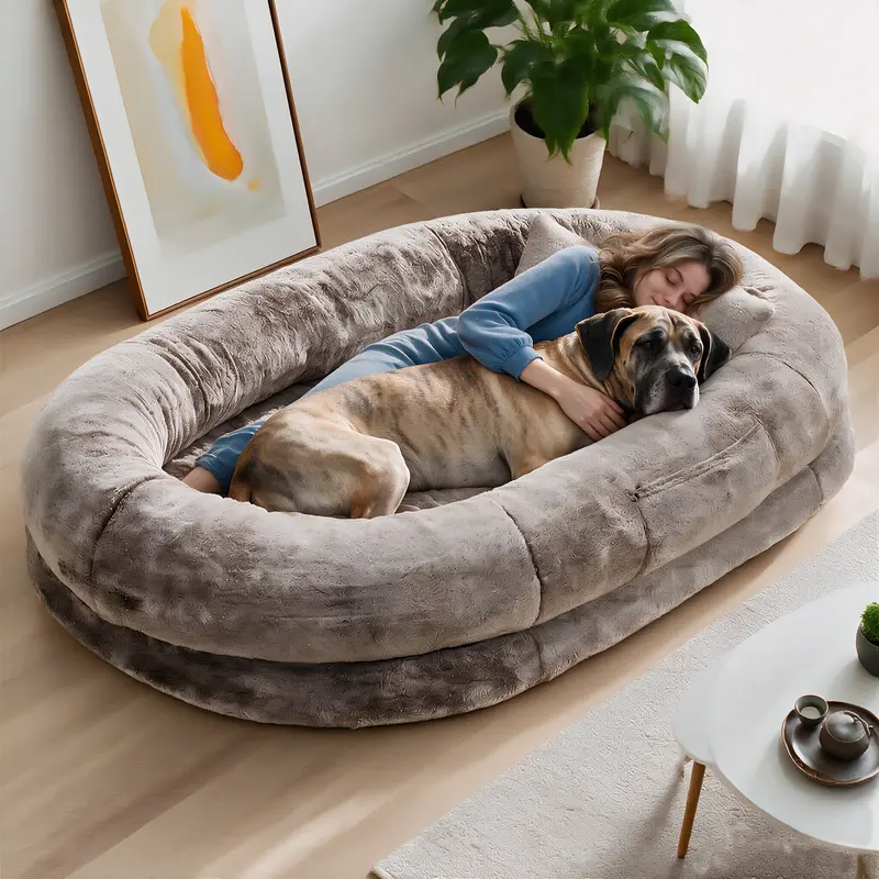 Cama ortopédica para perros 68"x35"x14", sofá tumbona de piel sintética para todo clima, incluye almohada y manta. Lavable y resistente, alivia dolor articular, ideal para perros de más de 80 libras, excelente regalo para amantes de mascotas.