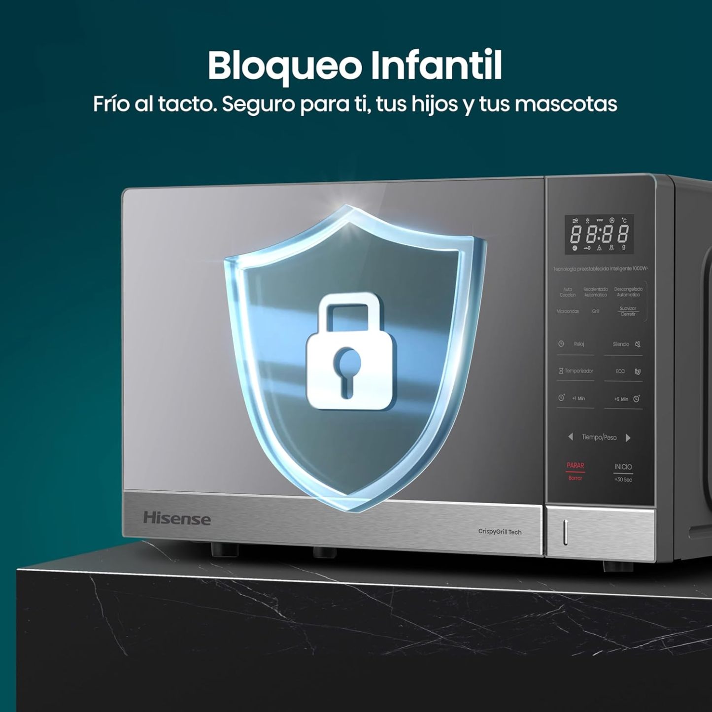 Horno de Microondas Hisense, 1.1 Pies Cúbicos, 10 Niveles de Potencia, Color Gris, Modelo HMMG3010SMG