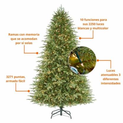 ÁRBOL NAVIDEÑO GRAND DUCHESS 2.28 M CON 3271 RAMAS Y 2250 LUCES LED