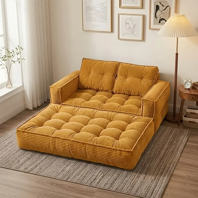 Sofá cama doble tapizado, plegable y convertible, ideal para espacios pequeños como apartamentos, residencias estudiantiles o salas de estar pequeñas. Puede utilizarse para relajarse, leer o tomar una siesta.
