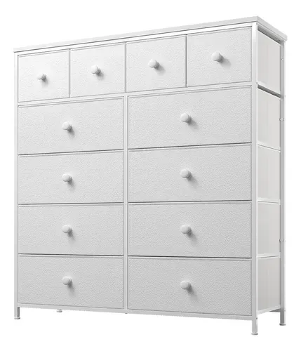 Comoda Cajonera Para Recamara 12 Cajones De Tela Color Blanco