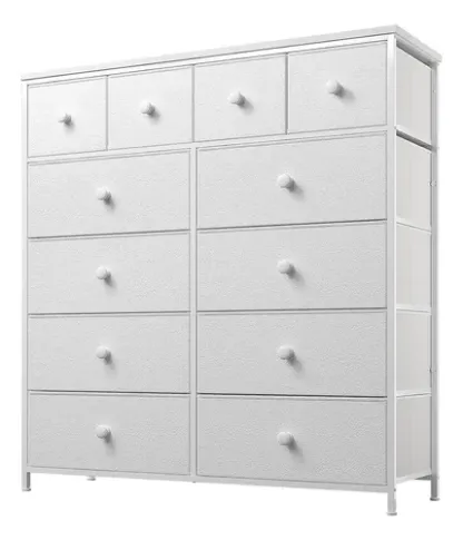 Comoda Cajonera Para Recamara 12 Cajones De Tela Color Blanco
