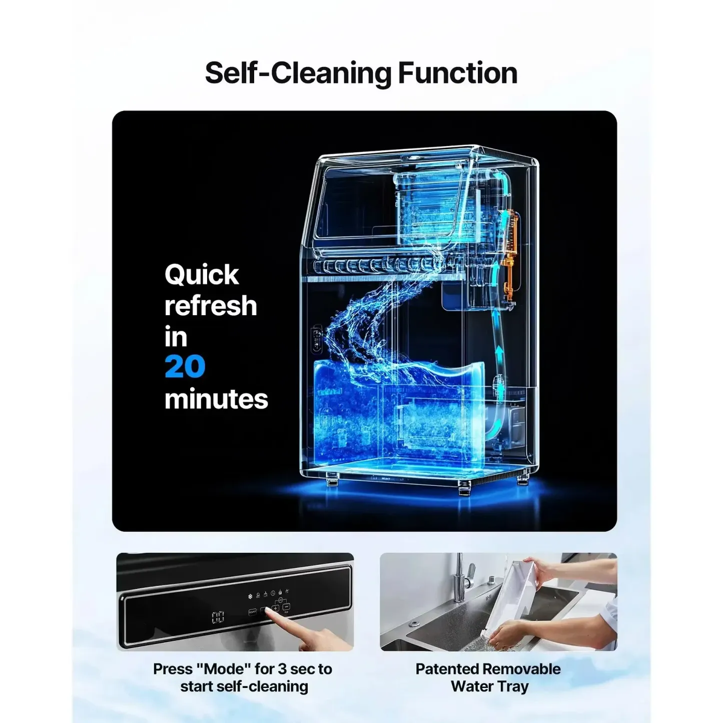 Máquina de hielo comercial, capacidad de 130 libras/24 h y almacenamiento de 33 libras, 45 cubitos por ciclo; fabricadora de hielo de acero inoxidable (independiente o empotrable) con pantalla LED y autolimpieza, ideal para hogares, bares y restaura