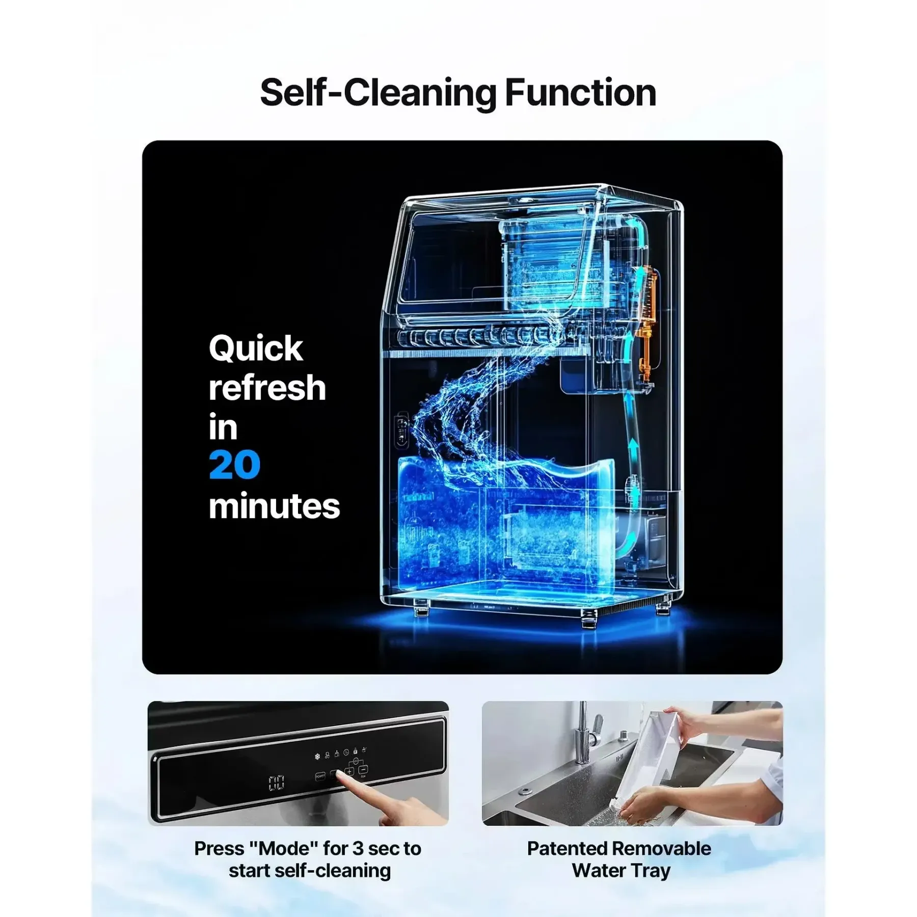 Máquina de hielo comercial, capacidad de 130 libras/24 h y almacenamiento de 33 libras, 45 cubitos por ciclo; fabricadora de hielo de acero inoxidable (independiente o empotrable) con pantalla LED y autolimpieza, ideal para hogares, bares y restaura