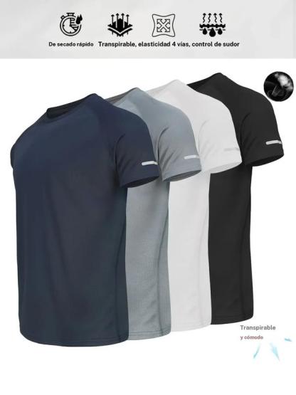 Camiseta informal de manga corta para hombre con diseño reflectante, top transpirable de verano para correr, gimnasio y entrenamiento deportivo, camiseta ajustada a rayas para uso diario al aire libre, ropa para exteriores