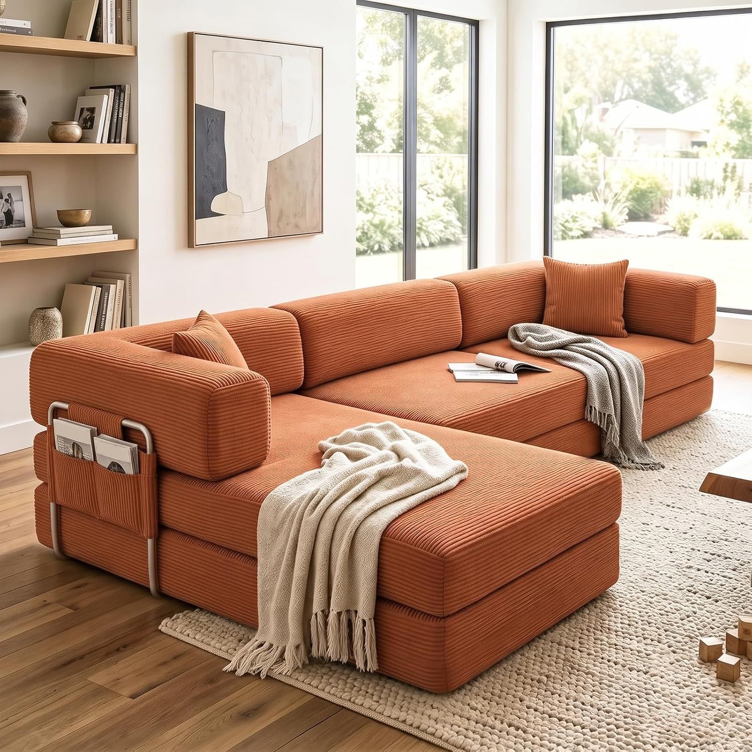Sofá cama doble tapizado, plegable y convertible, ideal para espacios pequeños como apartamentos, residencias estudiantiles o salas de estar pequeñas. Puede utilizarse para relajarse, leer o tomar una siesta.