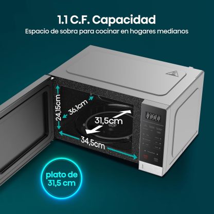 Horno de Microondas Hisense, 1.1 Pies Cúbicos, 10 Niveles de Potencia, Color Gris, Modelo HMMG3010SMG