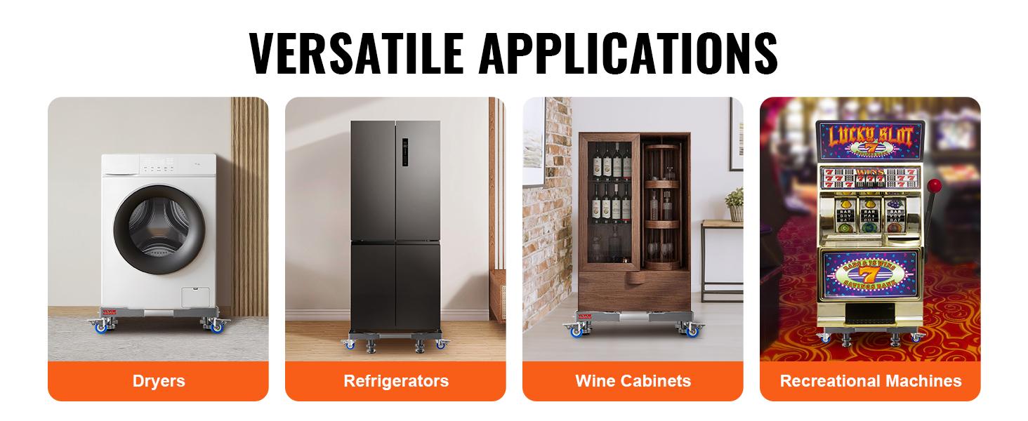 【Summerfinds】VEVOR Durable Universal Fit Appliance Base, 400 lbs Load Capacity, 4 Steel Tubes, 4 Lockable Swivel Wheels with Brakes, 16-27 In Adjustable, Hassle-Free Assembly, for Washer, Dryer Stand, Refrigerator, Appliances 【Summerfinds】VEVOR Durable Universal Fit Appliance Base, 400 lbs Load Capacity, 4 Steel Tubes, 4 Lockable Swivel Wheels with Brakes, 16-27 In Adjustable, Hassle-Free Assembly, for Washer, Dryer Stand, Refrigerator, Appliances