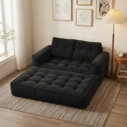 Sofá cama doble tapizado, plegable y convertible, ideal para espacios pequeños como apartamentos, residencias estudiantiles o salas de estar pequeñas. Puede utilizarse para relajarse, leer o tomar una siesta.