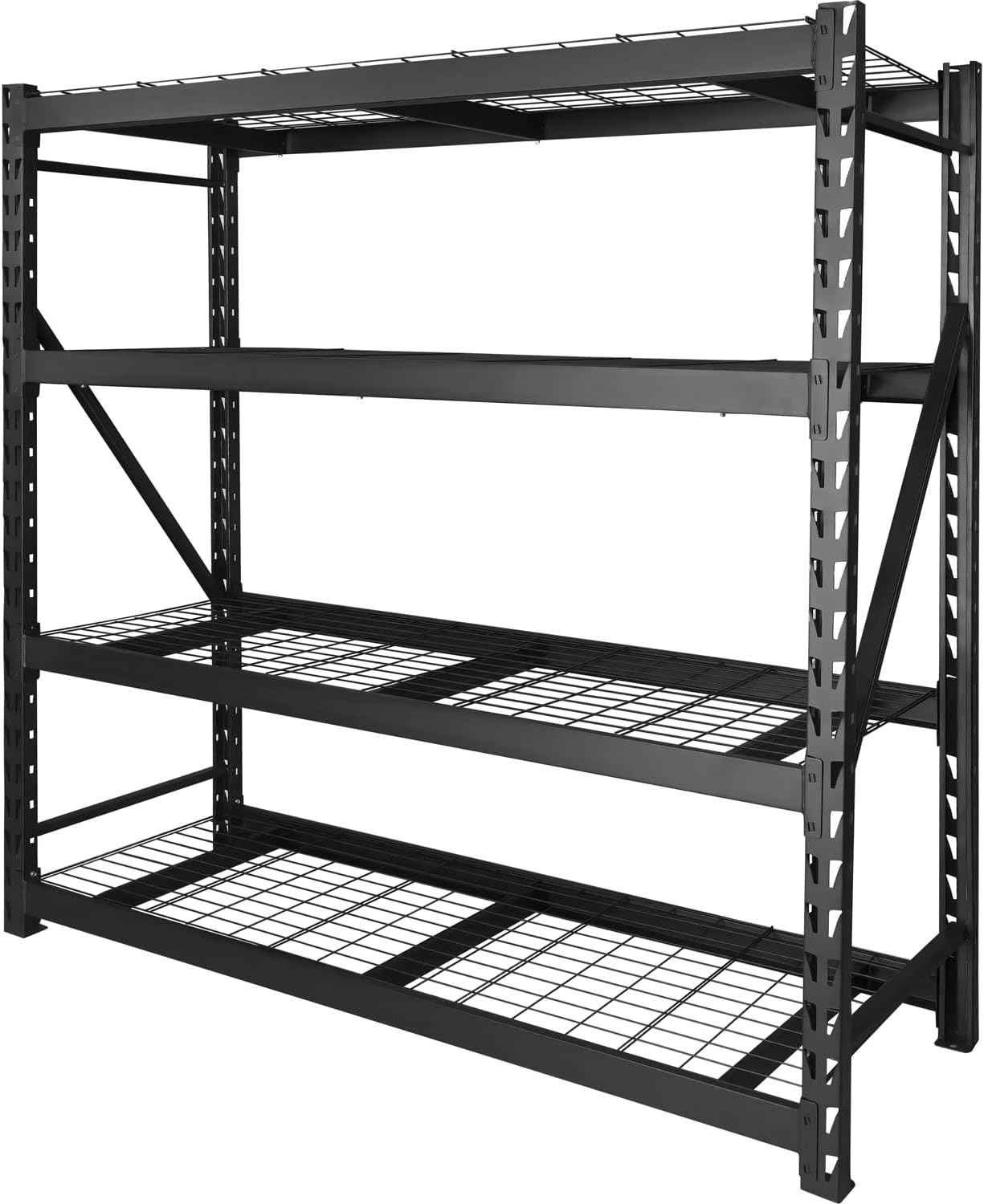 Rack & Pack Estante de Acero 4 Niveles 183 X 61 cm Organizador de Uso Rudo Soporta 2 Toneladas Anaqueles para Negocio Ajustable con 4 Repisas Estanteria Metalica Industrial Almacenamiento Color Negro
