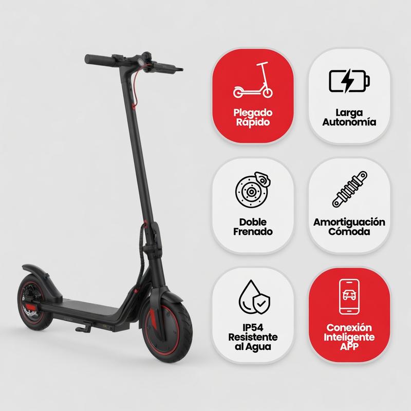 ¡Nuevo Patinete Eléctrico N3! 30KM/H + 24KM de Rango +500W + App + Pantalla LCD | Plegable y Ligero | Envío a México