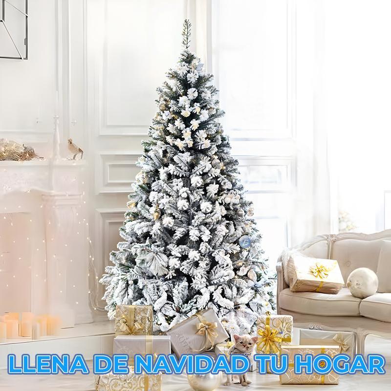 Árbol de Navidad Artificial Verde Nevado con Base Metálica 1.50m, 1.80m y 2.10m