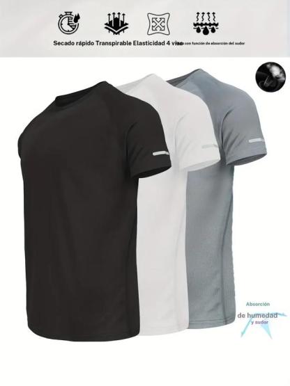 Camiseta informal de manga corta para hombre con diseño reflectante, top transpirable de verano para correr, gimnasio y entrenamiento deportivo, camiseta ajustada a rayas para uso diario al aire libre, ropa para exteriores