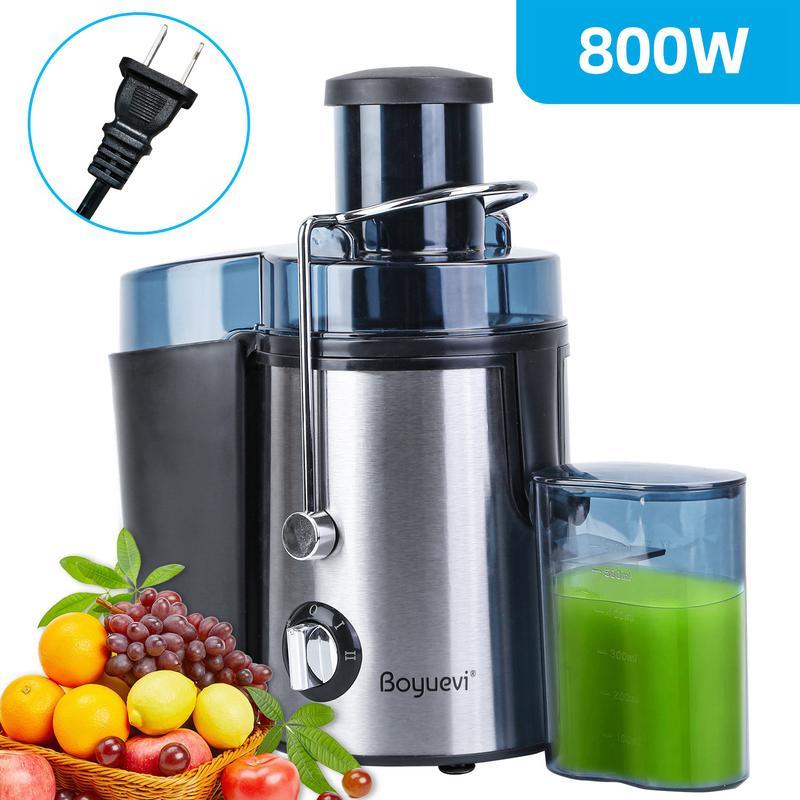 Boyuevi - 3" - Tolva de alimentación para frutas y verduras enteras, exprimidor eléctrico multifunción de 800 W para uso doméstico, exprimidor centrífugo con jarra de jugo de 30 oz, fácil de limpiar, licuadora sin BPA.