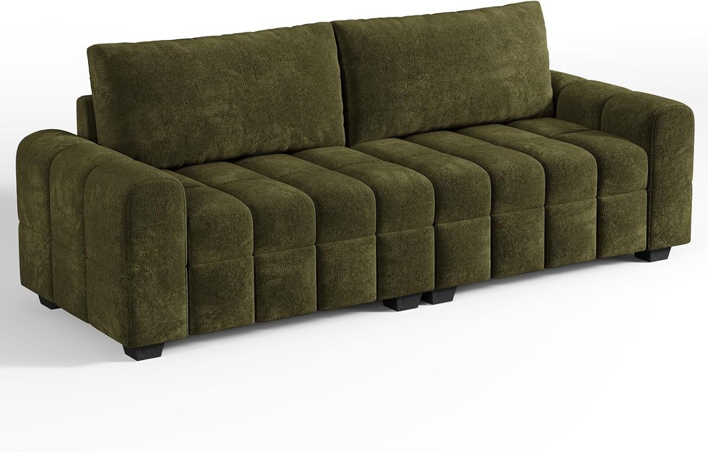 ONBRILL Sofá biplaza de 82 pulgadas, moderno sofá de felpilla para sala de estar, cojín de asiento de punto de tiro, fácil montaje, cómodo asiento de dos plazas para espacios pequeños, dormitorio, apartamento, verde