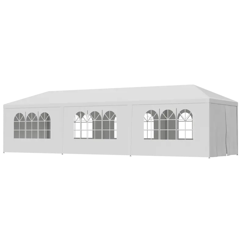 Gran carpa exterior con toldo - Carpa de 10x20 pies, estructura de acero blanco, protección UV para bodas, eventos de catering (tiendas de campaña y accesorios para deportes, acampada y senderismo al aire libre), toldo desmontable.