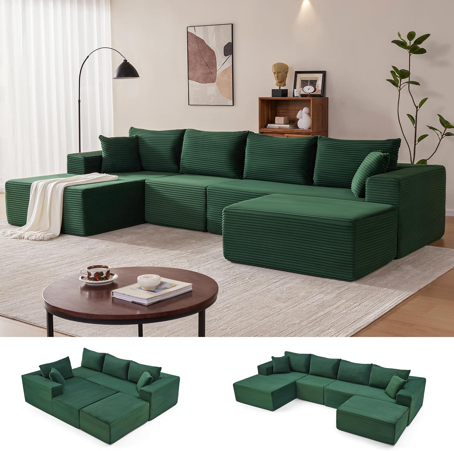 Sofá modular Mangodan de 110 pulgadas, estilo "Cloud" para sala de estar, color gris | Sofá en forma de L con chaise longue a la izquierda, asientos profundos y respaldo ergonómico; apto para niños y mascotas; ideal para apartamentos y salas de estar.