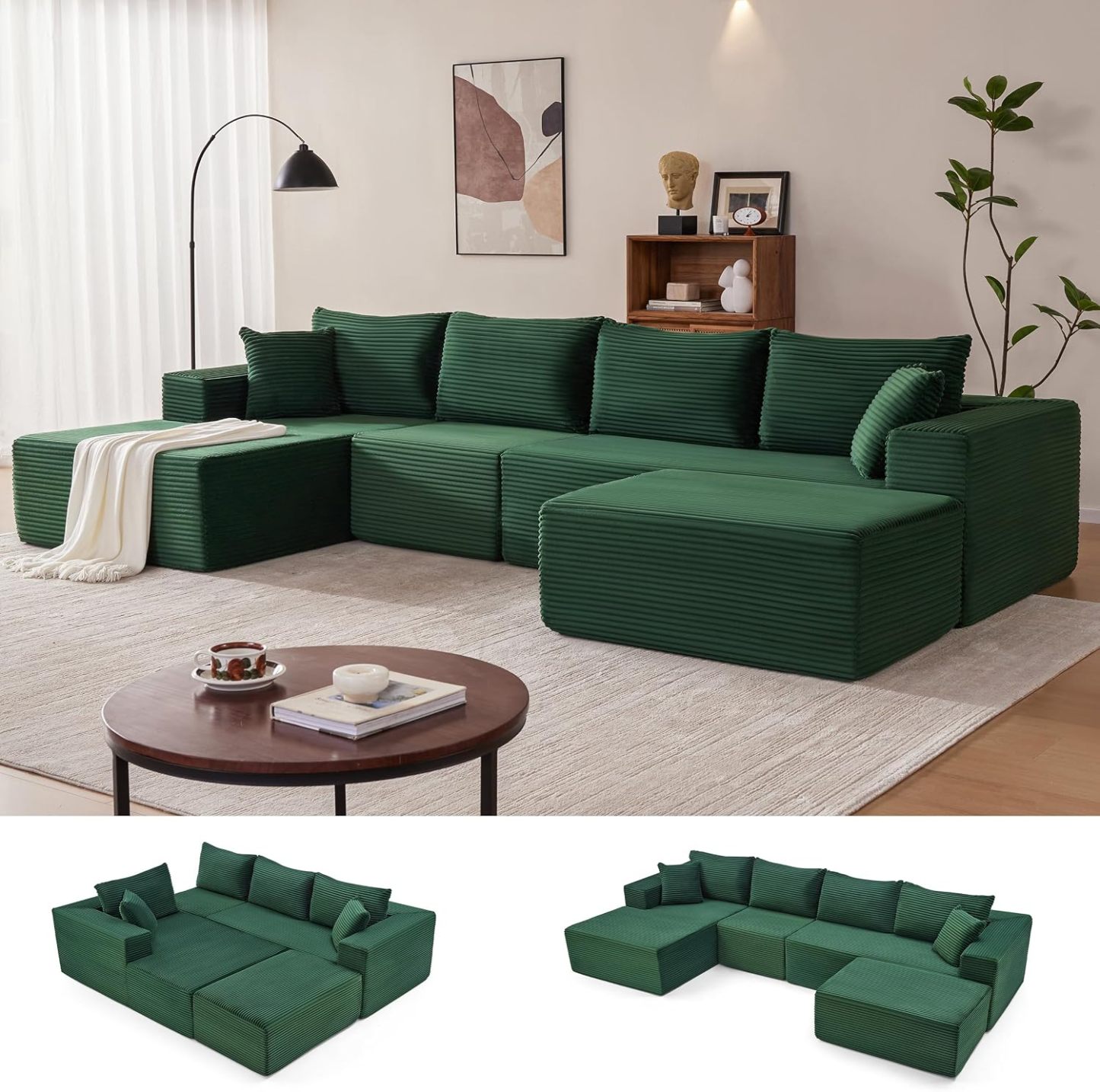 Sofá modular Mangodan de 110 pulgadas, estilo "Cloud" para sala de estar, color gris | Sofá en forma de L con chaise longue a la izquierda, asientos profundos y respaldo ergonómico; apto para niños y mascotas; ideal para apartamentos y salas de estar.