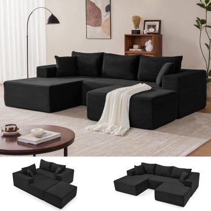 Sofá modular Mangodan de 110 pulgadas, estilo "Cloud" para sala de estar, color gris | Sofá en forma de L con chaise longue a la izquierda, asientos profundos y respaldo ergonómico; apto para niños y mascotas; ideal para apartamentos y salas de estar.