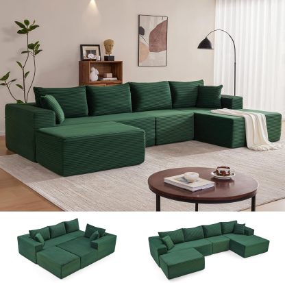 Sofá modular Mangodan de 110 pulgadas, estilo "Cloud" para sala de estar, color gris | Sofá en forma de L con chaise longue a la izquierda, asientos profundos y respaldo ergonómico; apto para niños y mascotas; ideal para apartamentos y salas de estar.