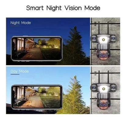 V380 PRO Cámara de seguridad WiFi inalámbrica exterior, múltiples lentes y grabaciones, visión 90/355° completa, audio bidireccional, detección de movimiento, instalación fácil, seguimiento automático + alarma, grabación, gestión por app móvil, seguridad 