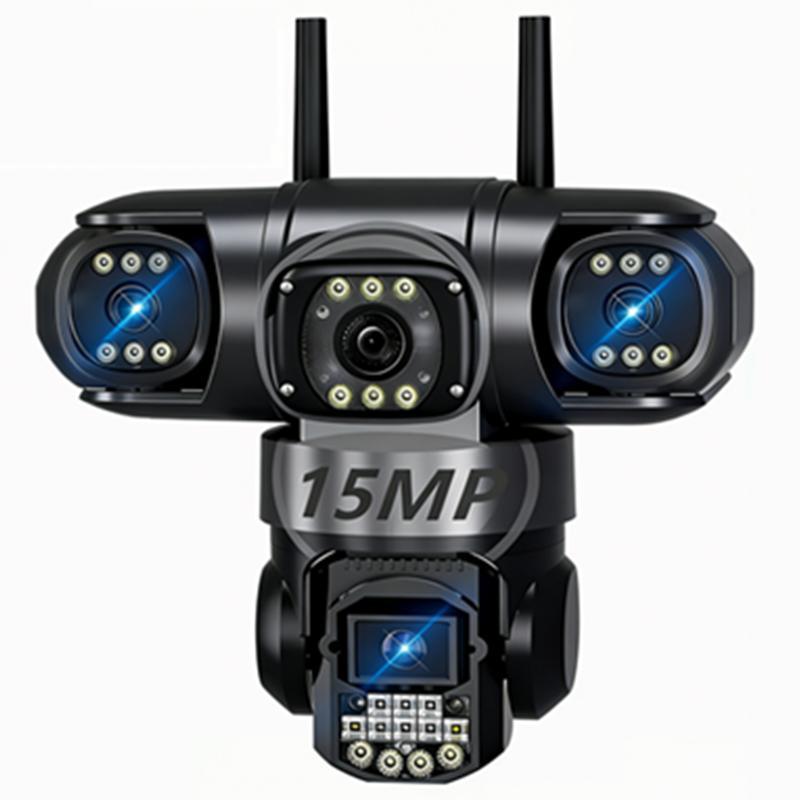 V380 PRO Cámara de seguridad WiFi inalámbrica exterior, múltiples lentes y grabaciones, visión 90/355° completa, audio bidireccional, detección de movimiento, instalación fácil, seguimiento automático + alarma, grabación, gestión por app móvil, seguridad 