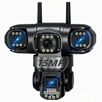V380 PRO Cámara de seguridad WiFi inalámbrica exterior, múltiples lentes y grabaciones, visión 90/355° completa, audio bidireccional, detección de movimiento, instalación fácil, seguimiento automático + alarma, grabación, gestión por app móvil, seguridad 