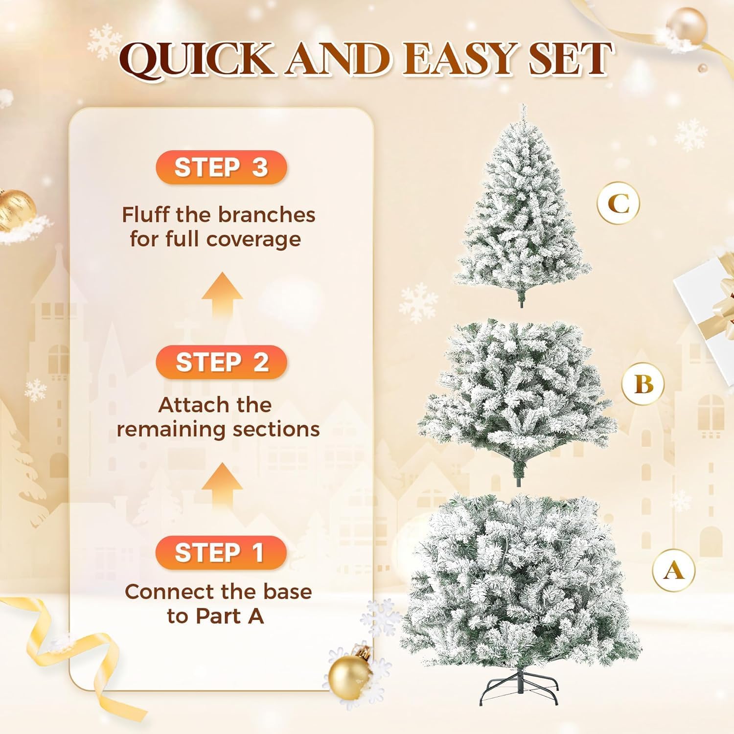 DAHAN Árbol de Navidad Nevado con 250 Luces LED Integradas, 1.8M, PVC y PE, 1072 Puntas, Control por App, Multicolor y Blanco Cálido, Base de Metal