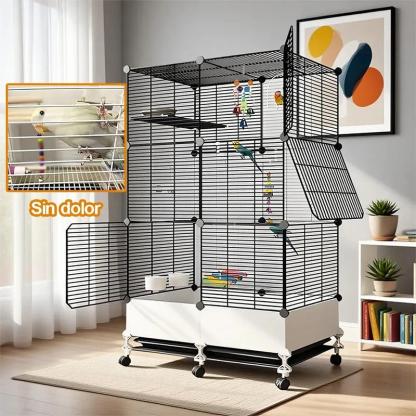 Jaula Móvil para Aves, Jaula para Loros y Canarios con Accesorios Completos, con Ruedas y Base Elevada para Fácil Limpieza
