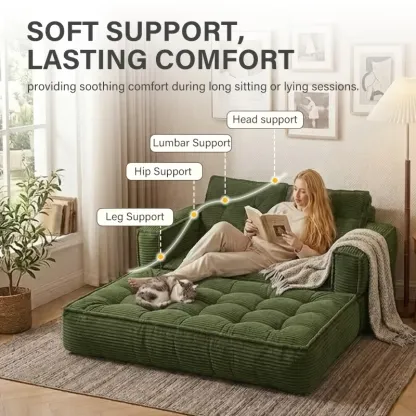 Sofá cama doble tapizado, plegable y convertible, ideal para espacios pequeños como apartamentos, residencias estudiantiles o salas de estar pequeñas. Puede utilizarse para relajarse, leer o tomar una siesta.