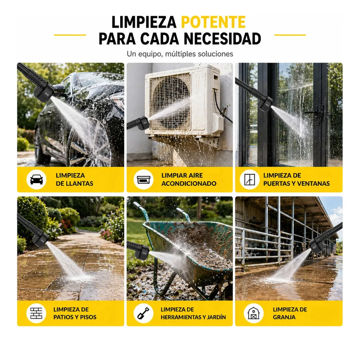 Hidrolavadora Inalámbrica JAGFOR de 2500 PSI con Boquilla 6 en 1 y 2 Baterías de 7500 mAh